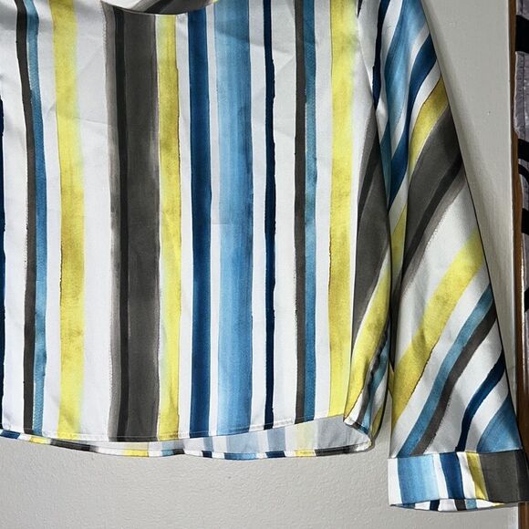 Zara Striped Long Sleeve Cropped Blouse Size Small - Picture 4 of 10